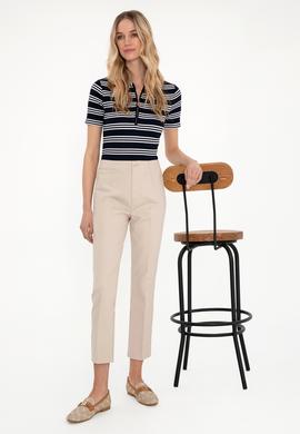 Kadın Lacivert Çizgili Polo Yaka Tişört - 50300774014