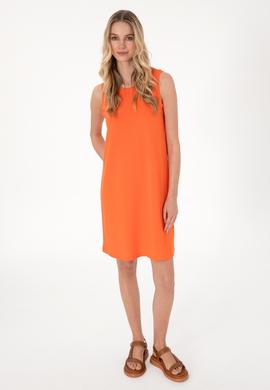 Kadın Nar Çiçeği Kolsuz Mini Boy Örme Elbise - 50297895031