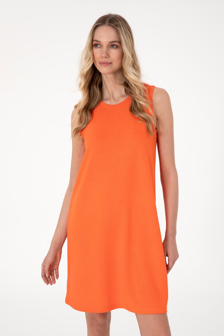 Kadın Nar Çiçeği Kolsuz Mini Boy Örme Elbise - 50297895031