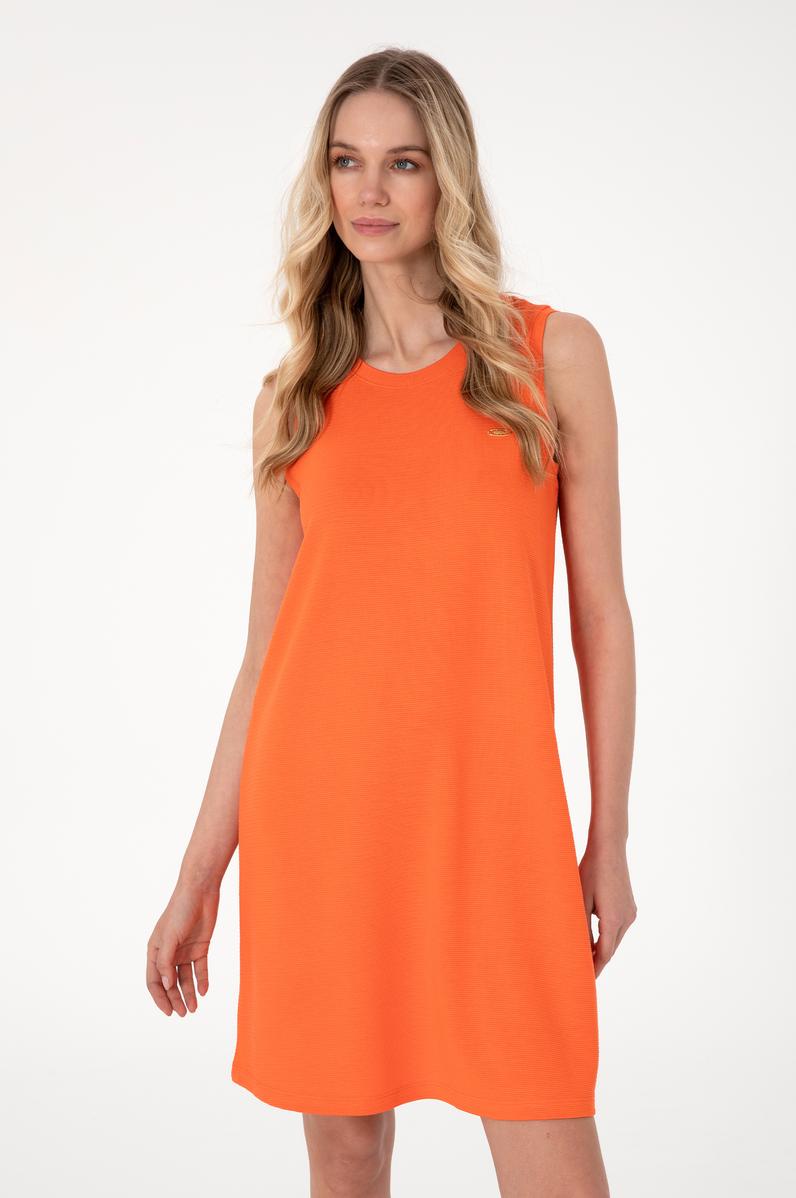 Kadın Nar Çiçeği Kolsuz Mini Boy Örme Elbise