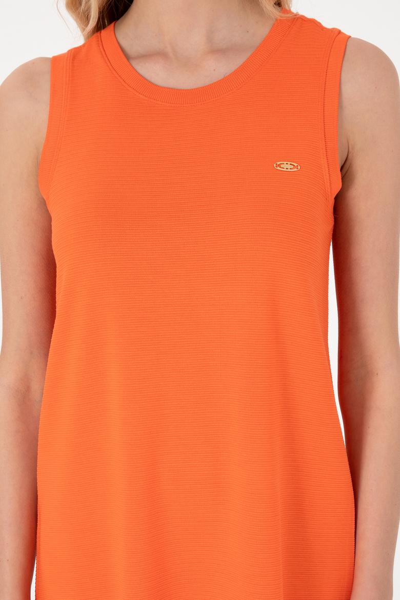 Kadın Nar Çiçeği Kolsuz Mini Boy Örme Elbise - 50297895031