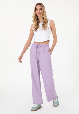 Kadın Lila Loose Relax Fit Kanvas Pantolon - 50300357002