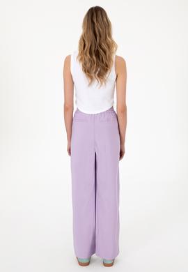 Kadın Lila Loose Relax Fit Kanvas Pantolon - 50300357002