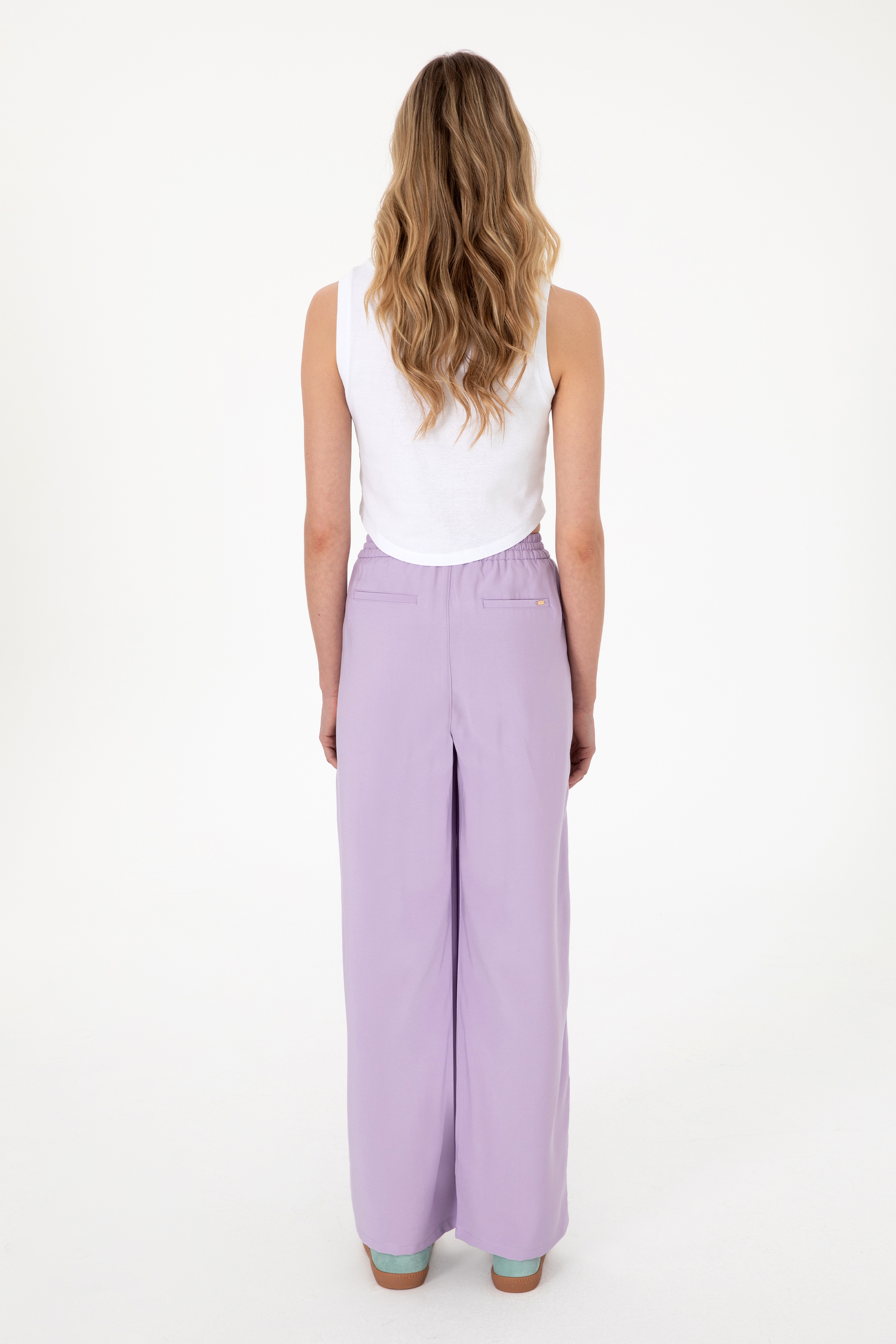 Kadın Lila Loose Relax Fit Kanvas Pantolon