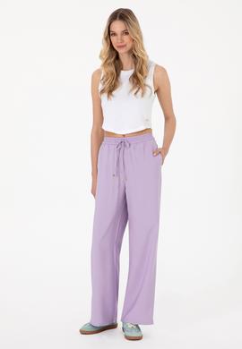 Kadın Lila Loose Relax Fit Kanvas Pantolon - 50300357002