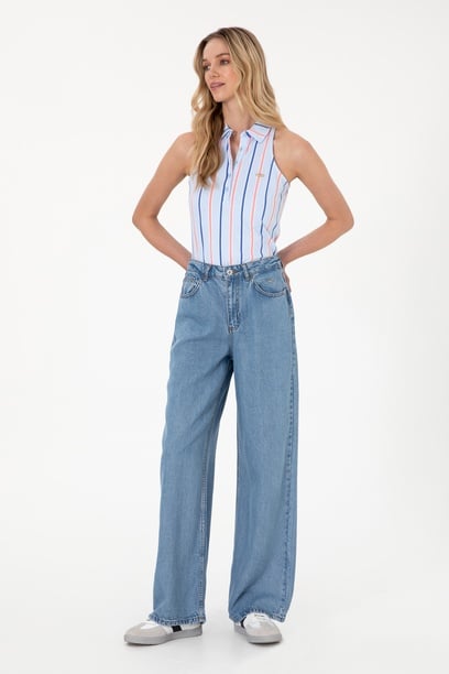 Kadın Açık Mavi Loose Fit Jean Pantolon