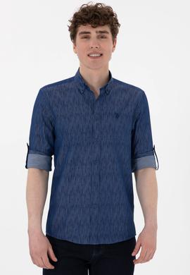 Erkek Lacivert Uzun Kollu Gömlek - 50306393016