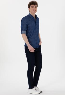 Erkek Lacivert Uzun Kollu Gömlek - 50306393016