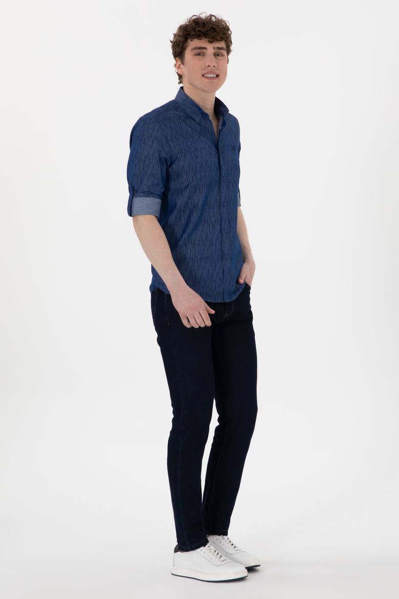 Erkek Lacivert Uzun Kollu Gömlek - 50306393016