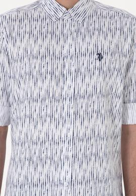 Erkek Lacivert Çizgili Beyaz Gömlek - 50306393023