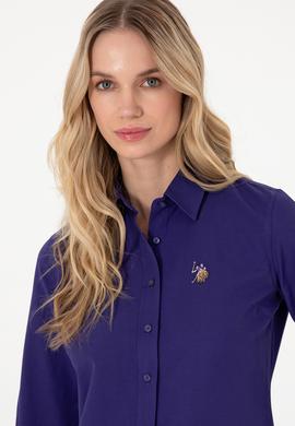 Kadın Mor Uzun Kollu Basic Gömlek - 50295704030