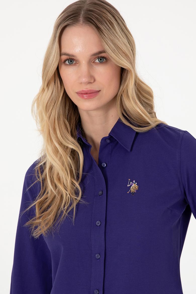 Kadın Mor Uzun Kollu Basic Gömlek - 50295704030