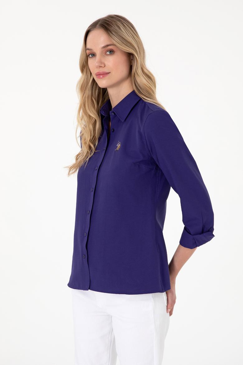 Kadın Mor Uzun Kollu Basic Gömlek - 50295704030