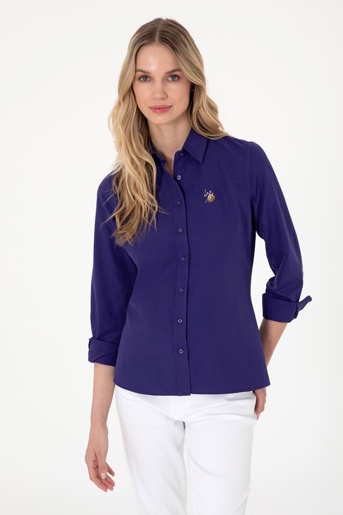 Kadın Mor Uzun Kollu Basic Gömlek