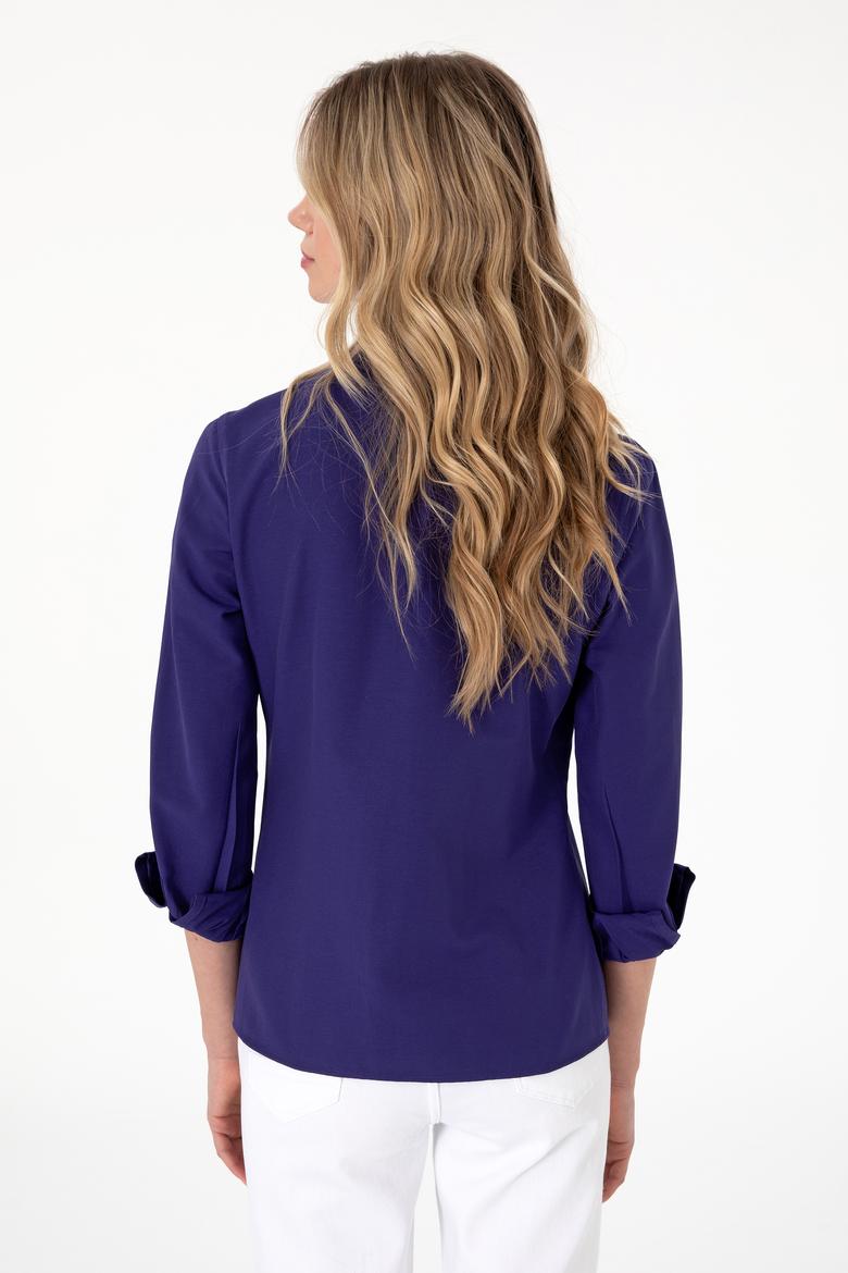 Kadın Mor Uzun Kollu Basic Gömlek - 50295704030