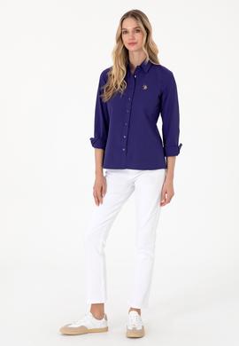 Kadın Mor Uzun Kollu Basic Gömlek - 50295704030