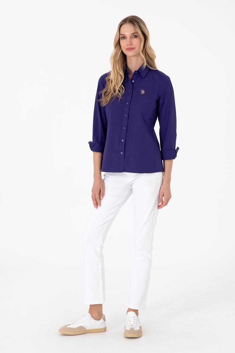 Kadın Mor Uzun Kollu Basic Gömlek - 50295704030