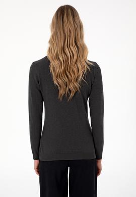 Kadın Antrasit Melanj Basic Kazak - 50288997084