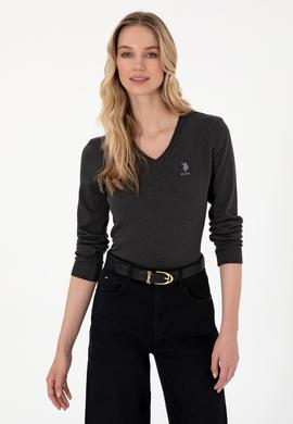 Kadın Antrasit Melanj Basic Kazak - 50288997084