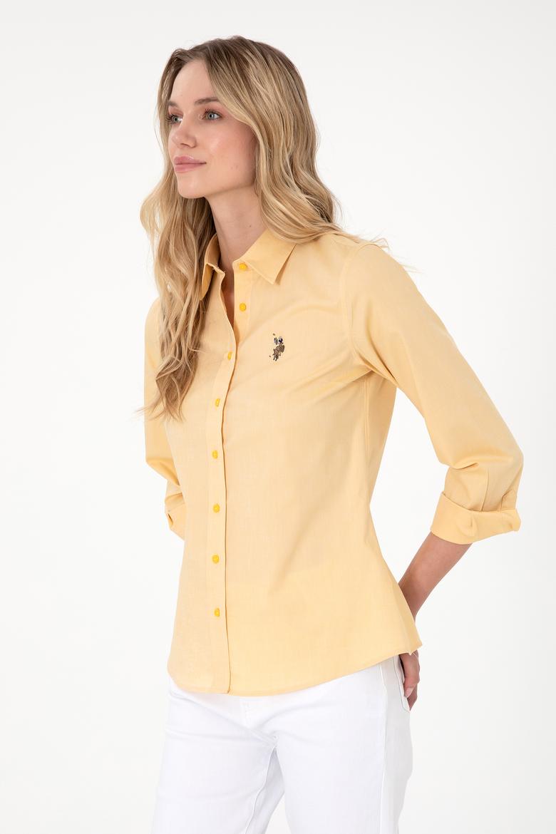 Kadın Sarı Uzun Kollu Basic Gömlek - 50295710079
