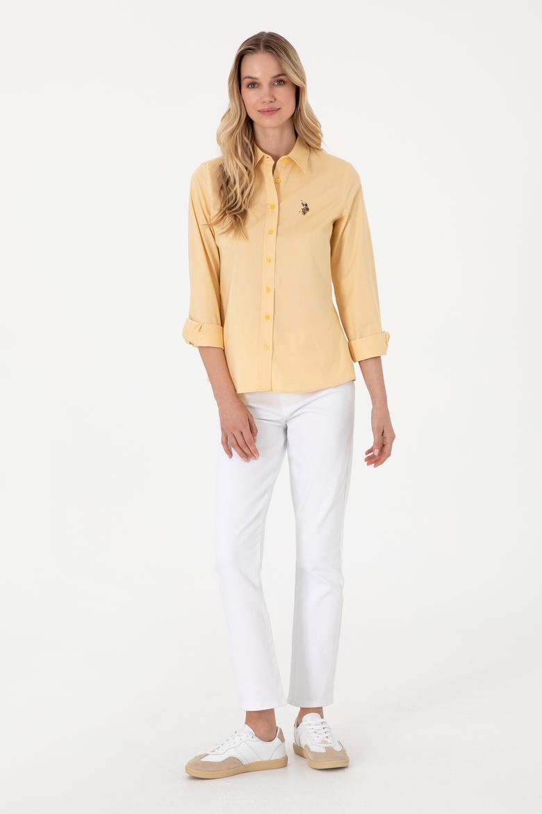 Kadın Sarı Uzun Kollu Basic Gömlek - 50295710079