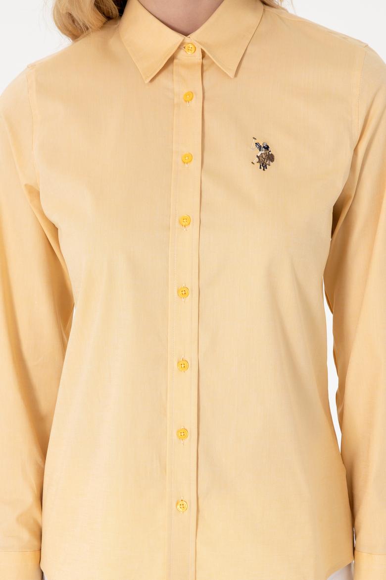 Kadın Sarı Uzun Kollu Basic Gömlek - 50295710079
