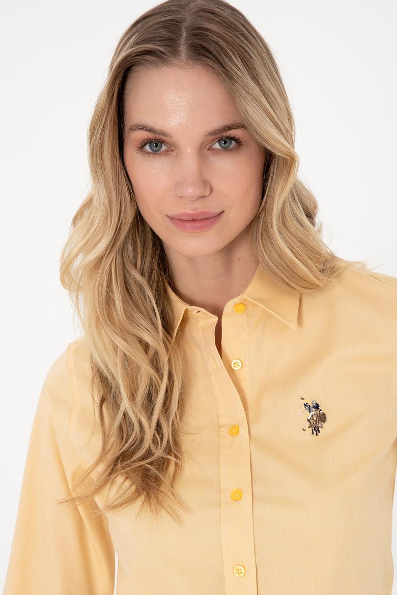 Kadın Sarı Uzun Kollu Basic Gömlek - 50295710079