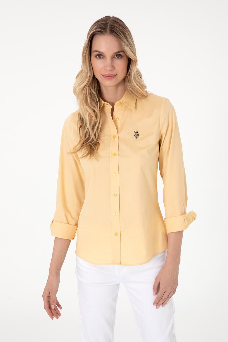 Kadın Sarı Uzun Kollu Basic Gömlek