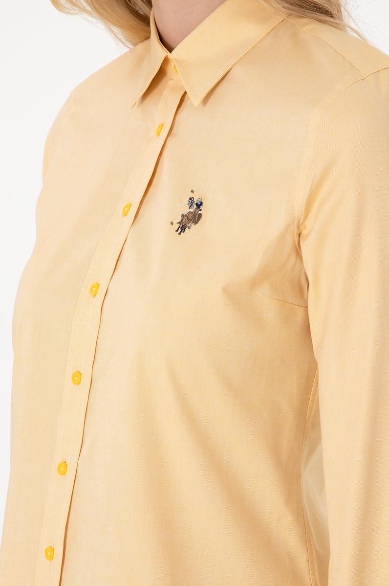 Kadın Sarı Uzun Kollu Basic Gömlek