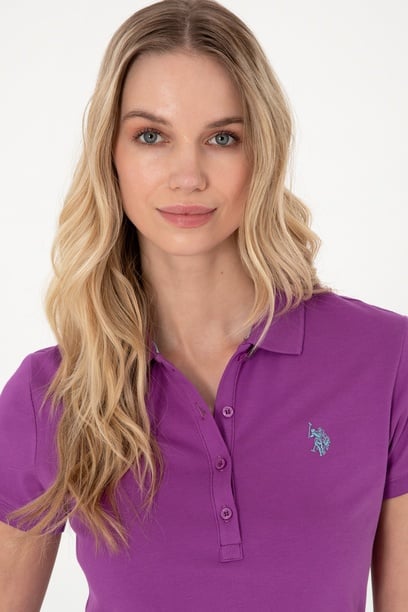 Kadın Menekşe Basic Polo Yaka Tişört