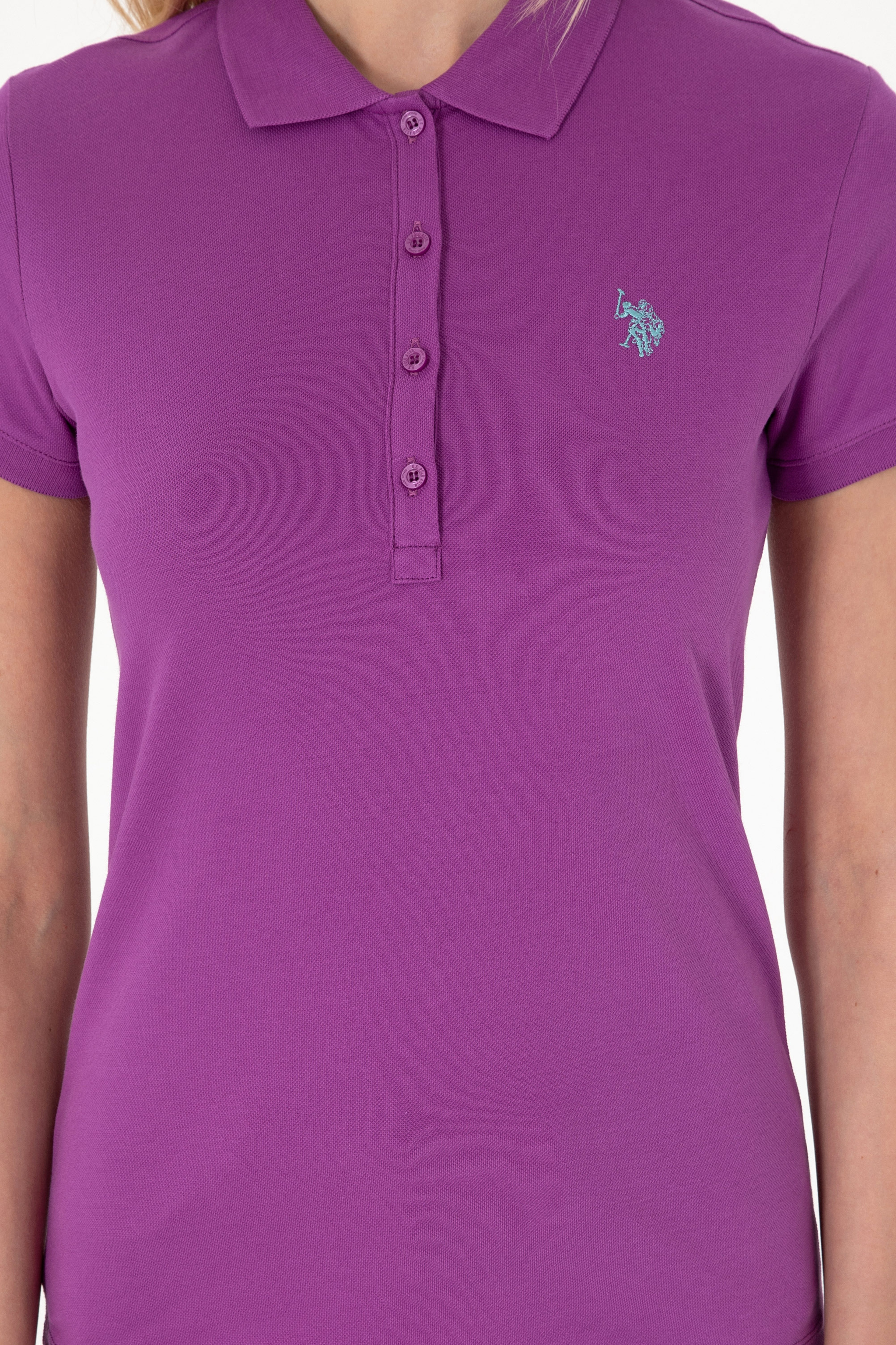 Kadın Menekşe Basic Polo Yaka Tişört - Image 6