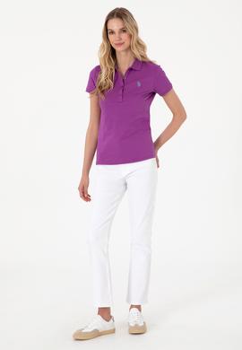 Kadın Menekşe Basic Polo Yaka Tişört - 50300830144