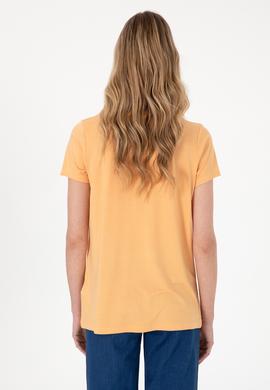 Kadın Turuncu V Yaka Basic Tişört - 50300829073