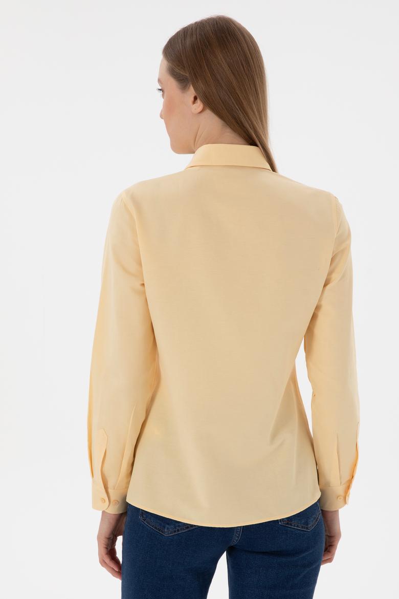 Kadın Bej Uzun Kollu Basic Gömlek - 50307726117