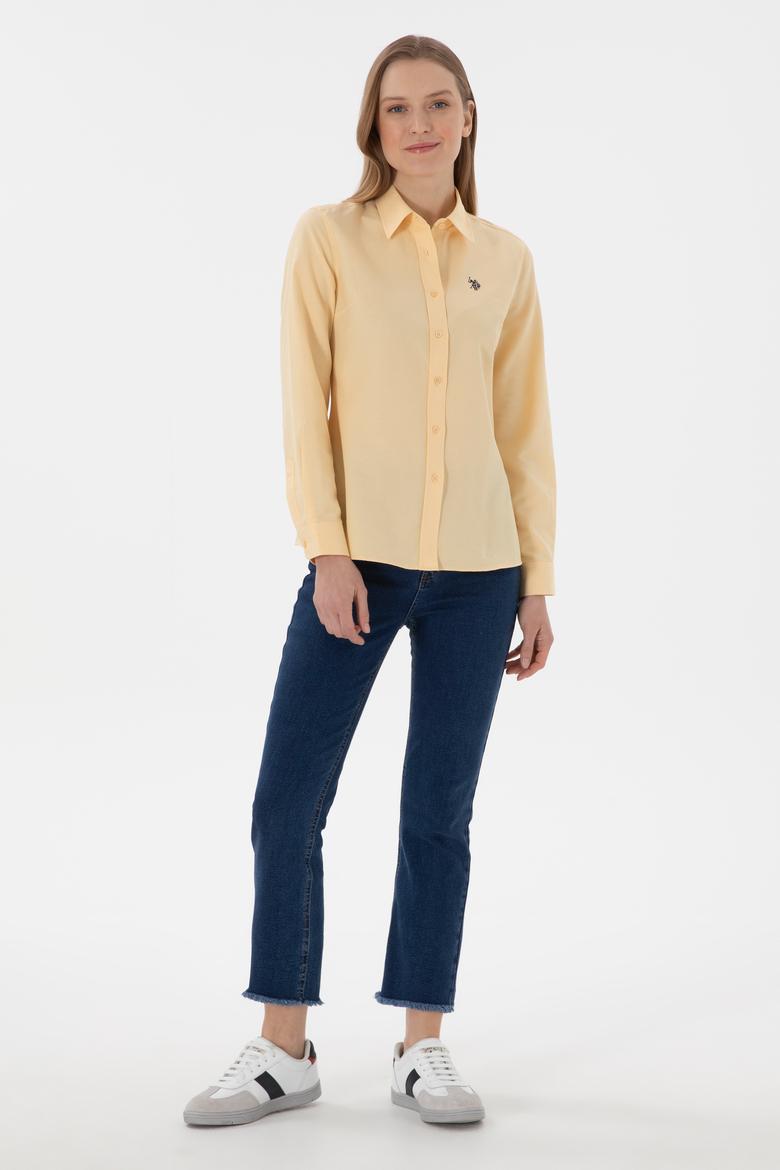 Kadın Bej Uzun Kollu Basic Gömlek - 50307726117