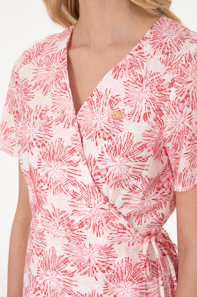 Kadın Pembe Midi Boy Dokuma Elbise