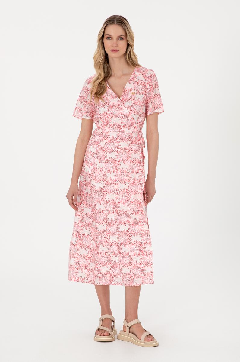 Kadın Pembe Midi Boy Dokuma Elbise