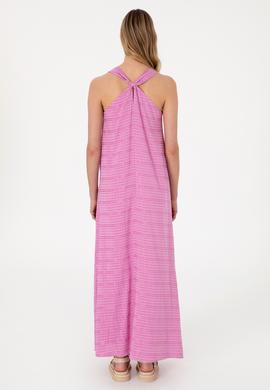 Kadın Fuşya Maxi Boy Dokuma Elbise - 50299173009