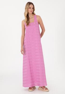 Kadın Fuşya Maxi Boy Dokuma Elbise - 50299173009