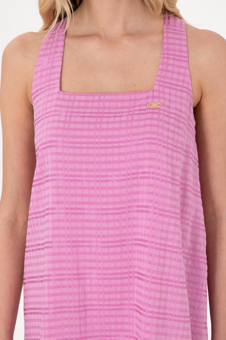 Kadın Fuşya Maxi Boy Dokuma Elbise - 50299173009