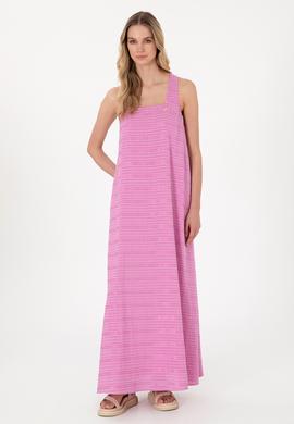 Kadın Fuşya Maxi Boy Dokuma Elbise - 50299173009