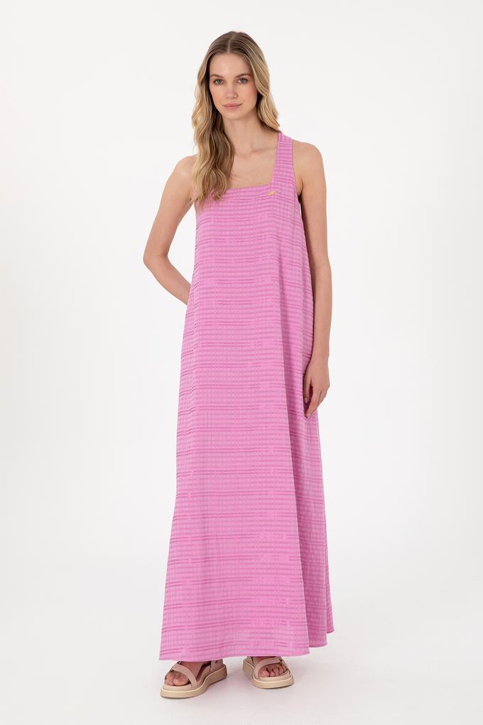 Kadın Fuşya Maxi Boy Dokuma Elbise