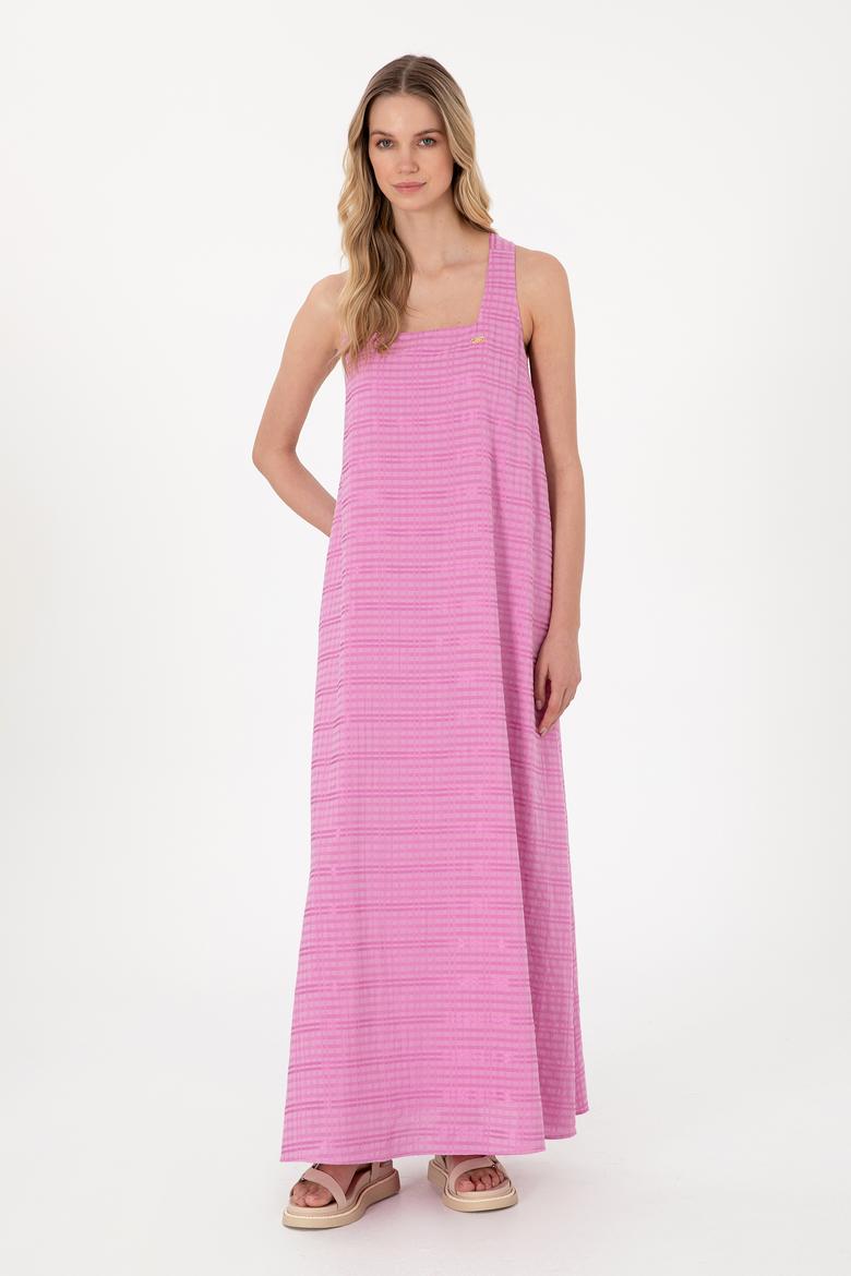 Kadın Fuşya Maxi Boy Dokuma Elbise