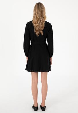 Kadın Siyah Mini Boy Dokuma Elbise - 50299287019