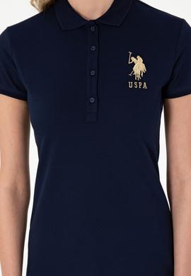 Kadın Lacivert Polo Yaka Mini Boy Örme Elbise - 50297457012