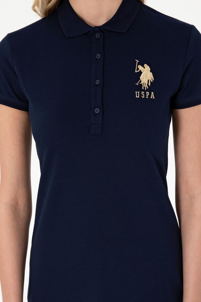 Kadın Lacivert Polo Yaka Mini Boy Örme Elbise - 50297457012