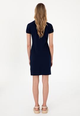 Kadın Lacivert Polo Yaka Mini Boy Örme Elbise - 50297457012