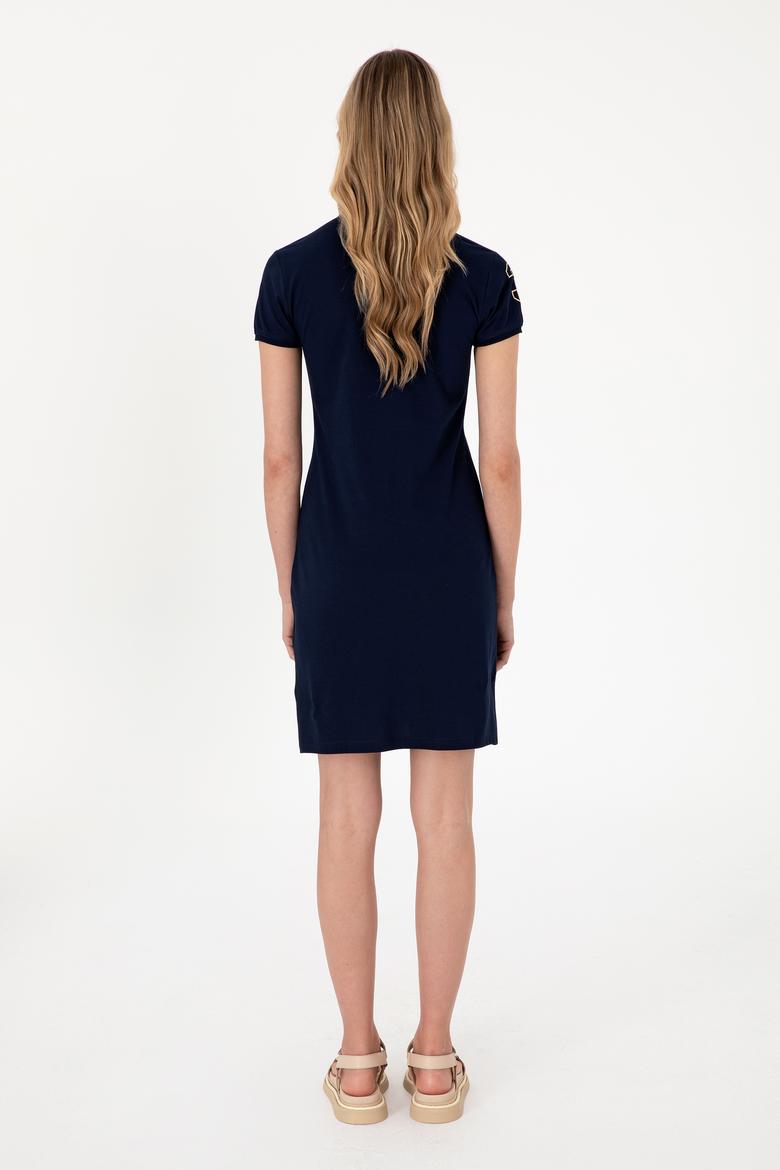 Kadın Lacivert Polo Yaka Mini Boy Örme Elbise - 50297457012