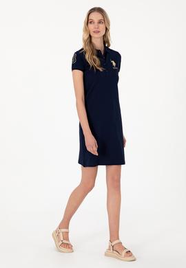 Kadın Lacivert Polo Yaka Mini Boy Örme Elbise - 50297457012