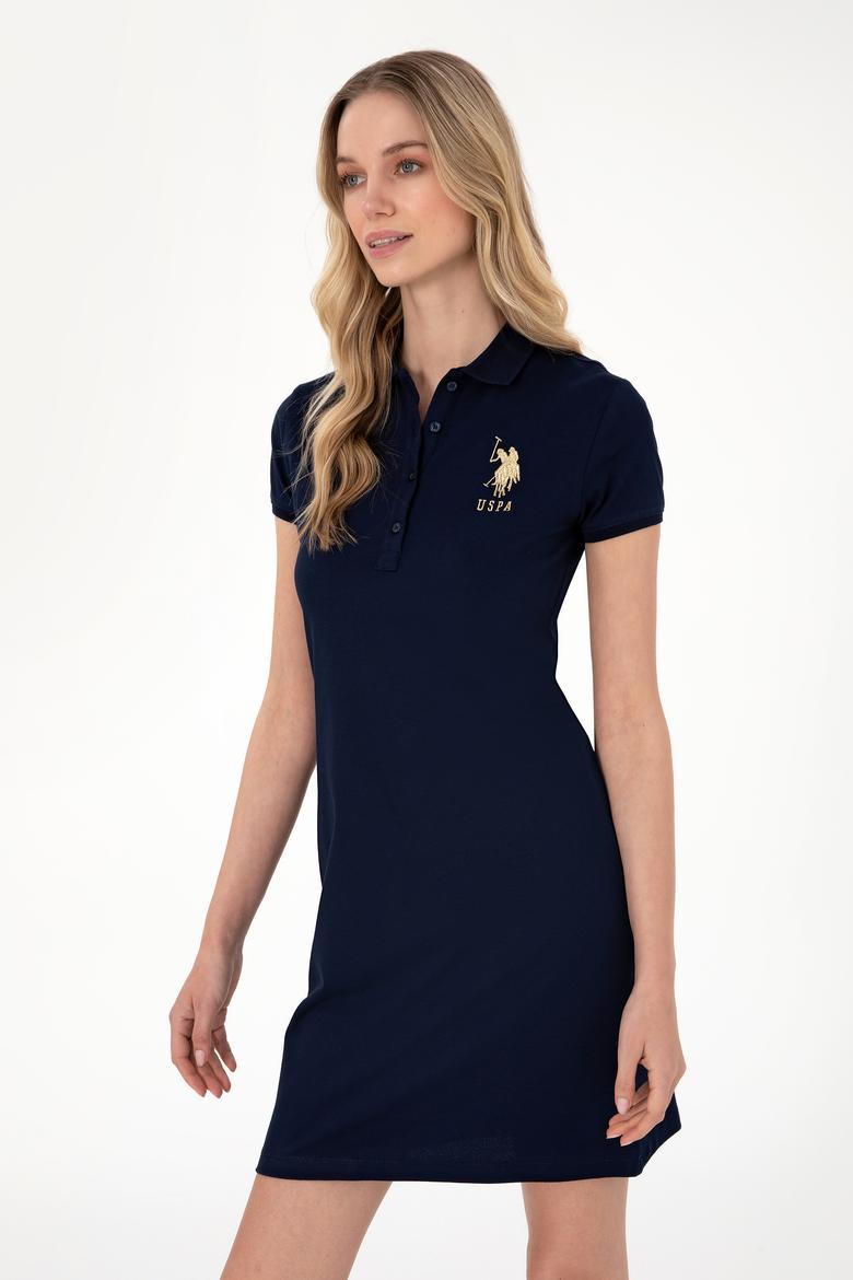 Kadın Lacivert Polo Yaka Mini Boy Örme Elbise - 50297457012